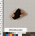 Terracotta fragment of a skyphos (deep drinking cup), Terracotta, Greek, Attic