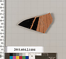 Terracotta fragment of a skyphos (deep drinking cup), Terracotta, Greek, Attic