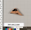 Terracotta fragment of a skyphos (deep drinking cup), Terracotta, Greek, Attic