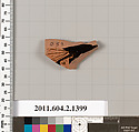 Terracotta fragment of a skyphos (deep drinking cup), Terracotta, Greek, Attic