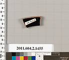 Terracotta fragment of a skyphos (deep drinking cup), Terracotta, Greek, Attic