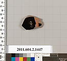 Terracotta fragment of a skyphos (deep drinking cup), Terracotta, Greek, Attic
