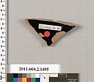 Terracotta fragment of a skyphos (deep drinking cup), Terracotta, Greek, Attic