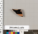 Terracotta fragment of a skyphos (deep drinking cup), Terracotta, Greek, Attic