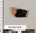 Terracotta fragment of a skyphos (deep drinking cup), Terracotta, Greek, Attic