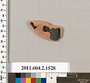 Terracotta fragment of a skyphos (deep drinking cup), Terracotta, Greek, Attic