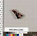 Terracotta fragment of a skyphos (deep drinking cup), Terracotta, Greek, Attic