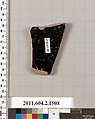Terracotta fragment of a skyphos (deep drinking cup), Terracotta, Greek, Attic