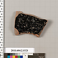 Terracotta fragment of a skyphos (deep drinking cup), Terracotta, Greek, Attic