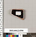 Terracotta fragment of a skyphos (deep drinking cup), Terracotta, Greek, Attic