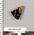 Terracotta fragment of a skyphos (deep drinking cup), Terracotta, Greek, Attic