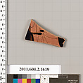 Terracotta fragment of a skyphos (deep drinking cup), Terracotta, Greek, Attic