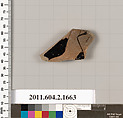 Terracotta fragment of a skyphos (deep drinking cup), Terracotta, Greek, Attic