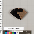 Terracotta fragment of a skyphos (deep drinking cup), Terracotta, Greek, Attic
