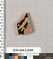Terracotta fragment of a skyphos (deep drinking cup), Terracotta, Greek, Attic