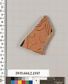 Terracotta fragment of a skyphos (deep drinking cup), Terracotta, Greek, Attic
