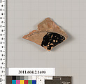 Terracotta fragment of a skyphos (deep drinking cup), Terracotta, Greek, Attic