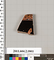 Terracotta rim fragment of a skyphos (deep drinking cup), Terracotta, Greek, Attic