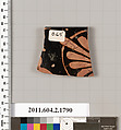 Terracotta rim fragment of a skyphos (deep drinking cup), Terracotta, Greek, Attic