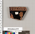Terracotta rim fragment of a skyphos (deep drinking cup), Terracotta, Greek, Attic