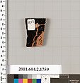 Terracotta rim fragment of a skyphos (deep drinking cup), Terracotta, Greek, Attic