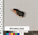Terracotta fragment of a skyphos (deep drinking cup), Terracotta, Greek, Attic