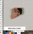 Terracotta fragment of a skyphos (deep drinking cup), Terracotta, Greek, Attic
