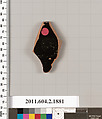 Terracotta rim fragment of a skyphos (deep drinking cup), Terracotta, Greek, Attic