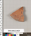 Terracotta fragment of a skyphos (deep drinking cup), Terracotta, Greek, Attic