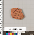 Terracotta fragment of a pot; unglazed on the inside, Terracotta, Greek, Attic