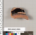 Terracotta fragment of a skyphos (deep drinking cup), Terracotta, Greek, Attic