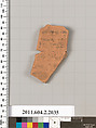 Terracotta fragment of a pot; unglazed on the inside, Terracotta, Greek, Attic