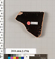 Terracotta rim fragment of a skyphos (deep drinking cup), Terracotta, Greek, Attic