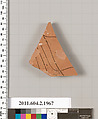 Terracotta fragment of a krater (bowl for mixing wine and water)?, Terracotta, Greek, Attic