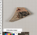 Terracotta fragment of a skyphos (deep drinking cup), Terracotta, Greek, Attic