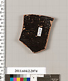 Terracotta fragment of a pot; glazed on the inside, Terracotta, Greek, Attic