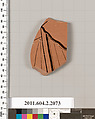 Terracotta fragment of a pot; glazed on the inside, Terracotta, Greek, Attic