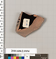 Terracotta fragment of a skyphos (deep drinking cup), Terracotta, Greek, Attic
