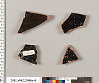 Terracotta fragments of pots; glazed on the inside, Terracotta, Greek, Attic