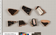 Terracotta fragments of pots; glazed on the inside, Terracotta, Greek, Attic