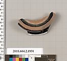 Terracotta fragment of a skyphos (deep drinking cup), Terracotta, Greek, Attic