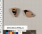 Terracotta fragments of pots; glazed on the inside, Terracotta, Greek, Attic
