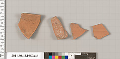 Terracotta fragments of pots; unglazed on the inside, Terracotta, Greek, Attic