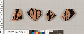 Terracotta fragments of skyphoi (deep drinking cups), Terracotta, Greek, Attic