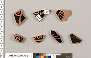 Terracotta fragments of skyphoi (deep drinking cups), Terracotta, Greek, Attic