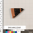 Terracotta fragment of a pot, Terracotta, Greek, Attic