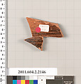 Terracotta fragment of a pot, Terracotta, Greek, Attic