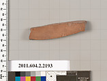 Terracotta fragment of a pot; unglazed on the inside, Terracotta, Greek, Attic