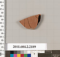 Terracotta fragment of a pot; unglazed on the inside, Terracotta, Greek, Attic