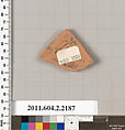 Terracotta fragment of a pot; unglazed on the inside, Terracotta, Greek, Attic